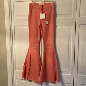Pairs Denim Coral Pink Wide Bottom Jeans Toast